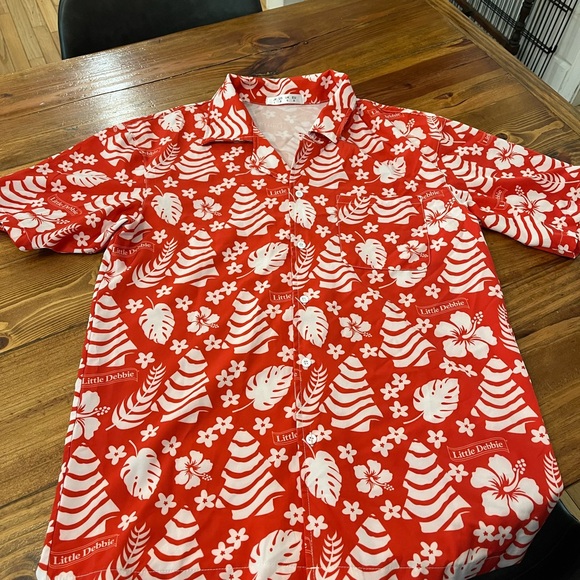 Ultra rare Little Debbie Christmas tree cake Hawaiian button up shirt (S-XL) - Picture 1 of 3